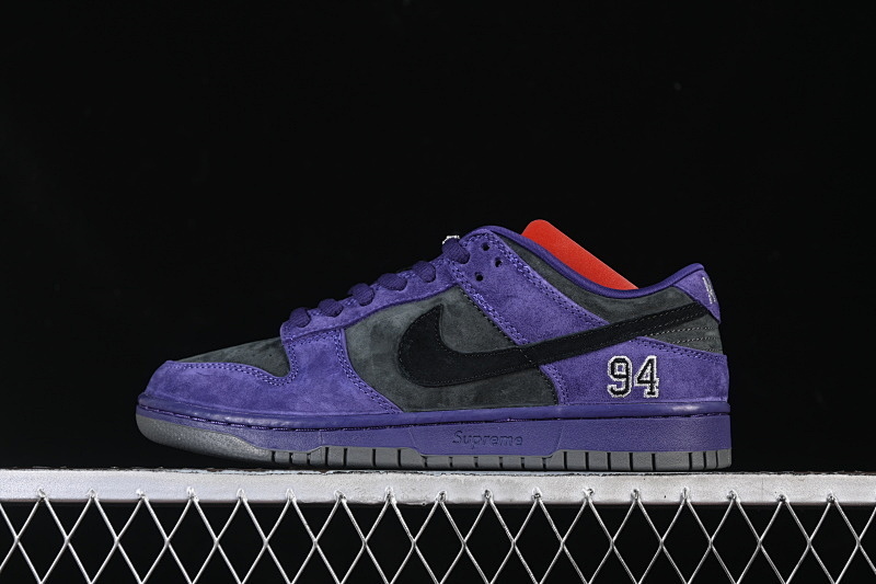 Purple Nike SUPREME X DUNK LOW CASUAL SKATE SHOES PURPLE/BLACK · HQ8487-500, photo 1