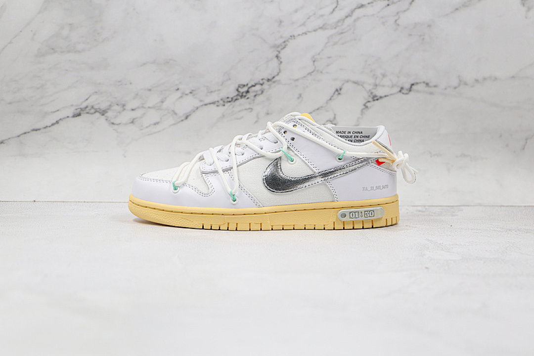 Off-White [DM1602-127]-[OW X SB DUNK LOW WHITE/WHITE/SILVER]-[WOMAN:36-39]-[MAN:40-47.5], photo 1