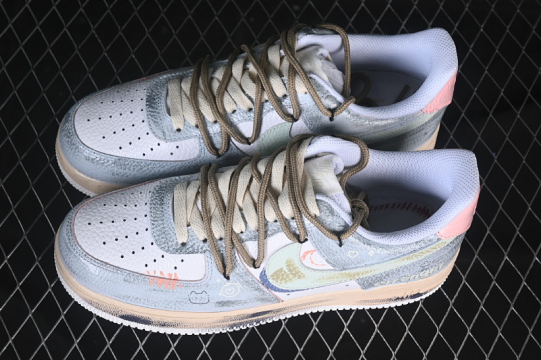 Nike [YT0303-222]-[AIR FORCE 1 07 LOW WHITE/GREY/PINK/BLUE]-[WOMAN:36-39]-[MAN:40-45] - Image 11