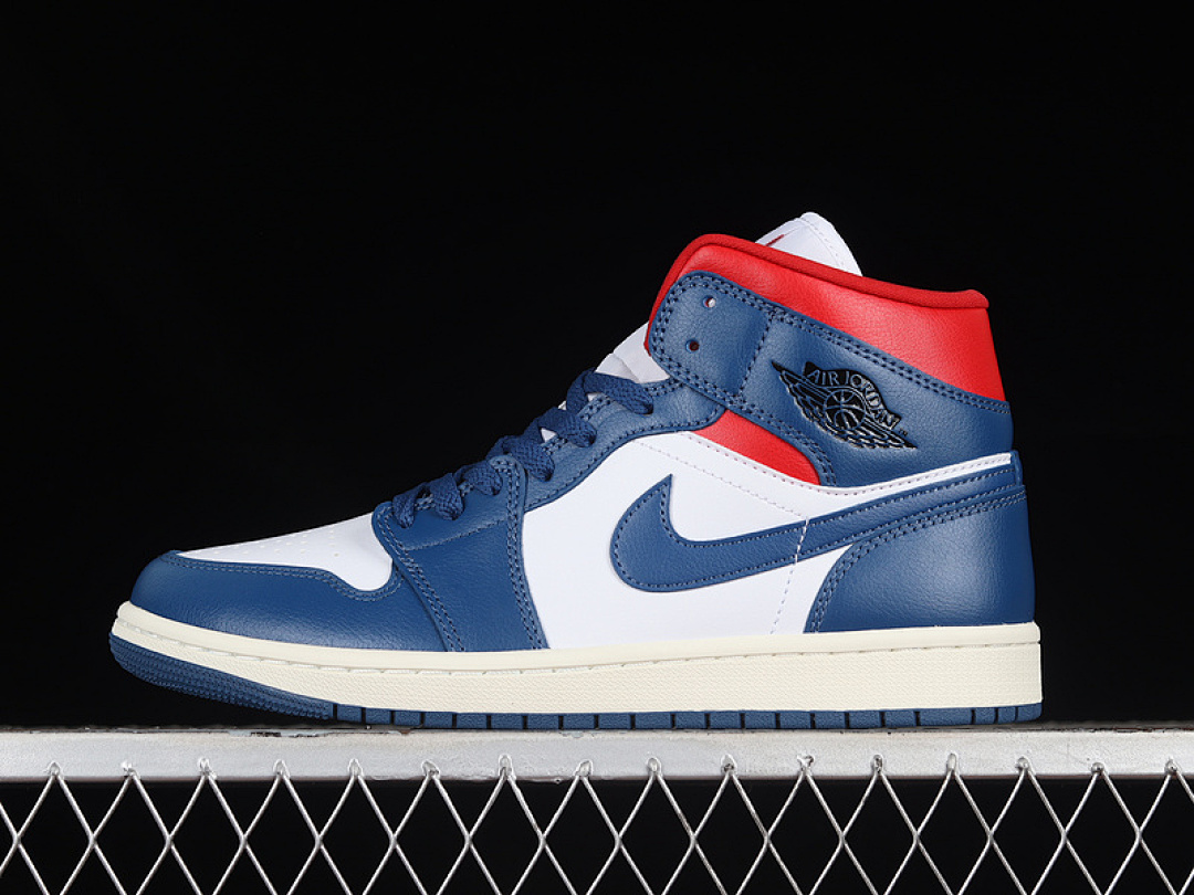 Jordan AIR Jordan 1 MID WHITE/FRENCH BLUE-GYM RED-SAIL-BLACK · BQ6472-146, photo 1