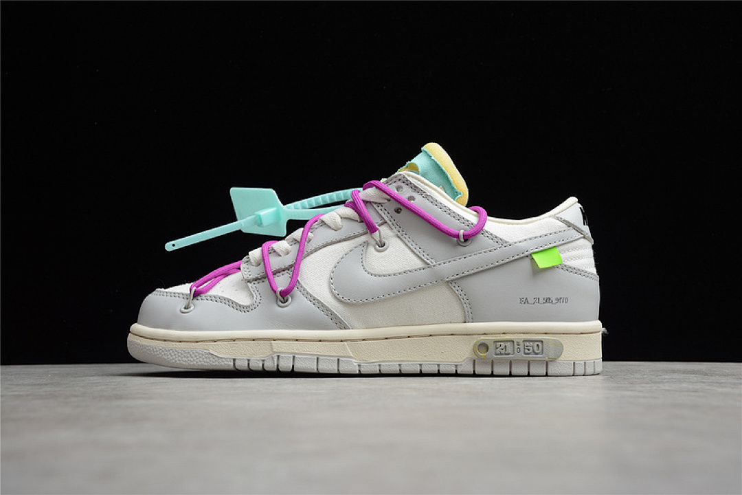 Off-White Nike OW X SB DUNK LOW LOT 21 OF 50 SAIL/NEUTRAL GREY/HYPER VIOLET · DM1602-100, photo 1