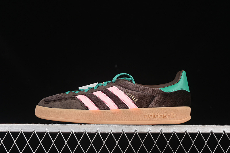 Adidas ORIGINALS GAZELLE INDOOR DARK BROWN/GLOW PINK/COURT GREEN · JI2714, photo 1