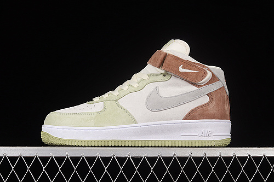 Nike Nike AIR FORCE 1 07 MID WHITE/GREY/BROWN/GREEN · AL6896-558, photo 1