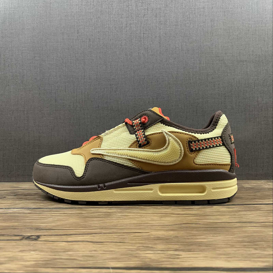 Unbranded [DO9392-200]-[TRAVIS SCOTT X AIR MAX 1 BAROQUE BROWN/LEMON DROP/WHEAT/CHILE RED]-[UNISEX:36-46], photo 1