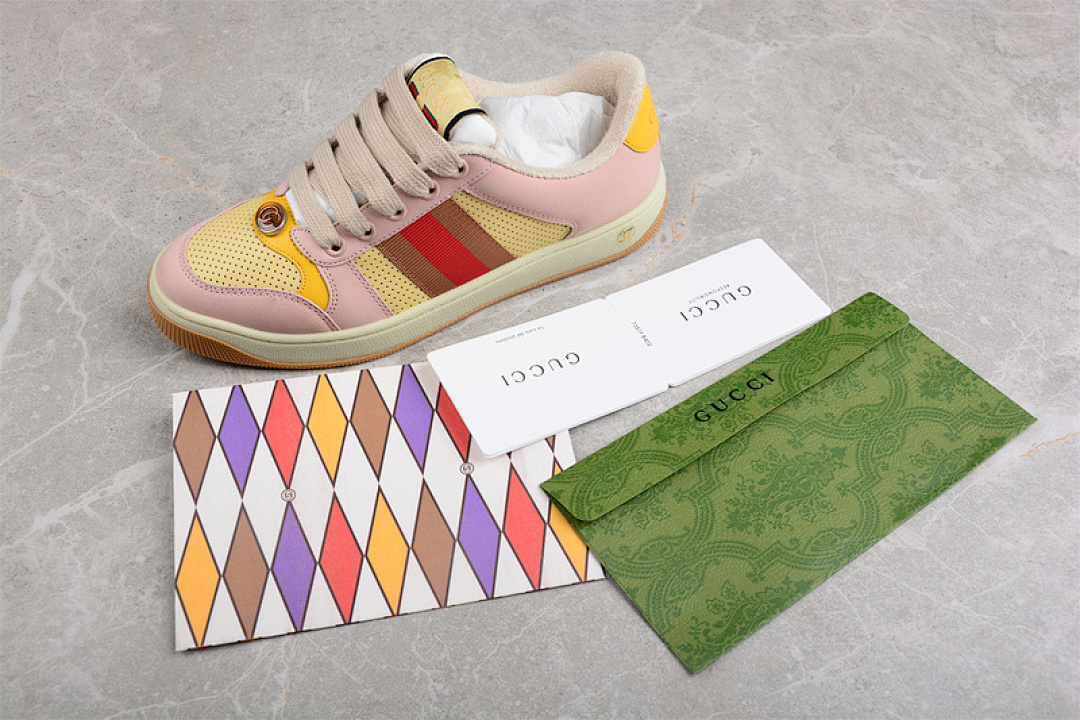 Gucci [GU*CCI ACE EMBROIDERED LOW-TOP LIGHT PINK/YELLOW/BEIGE]-[WOMAN:35-40] - Image 2