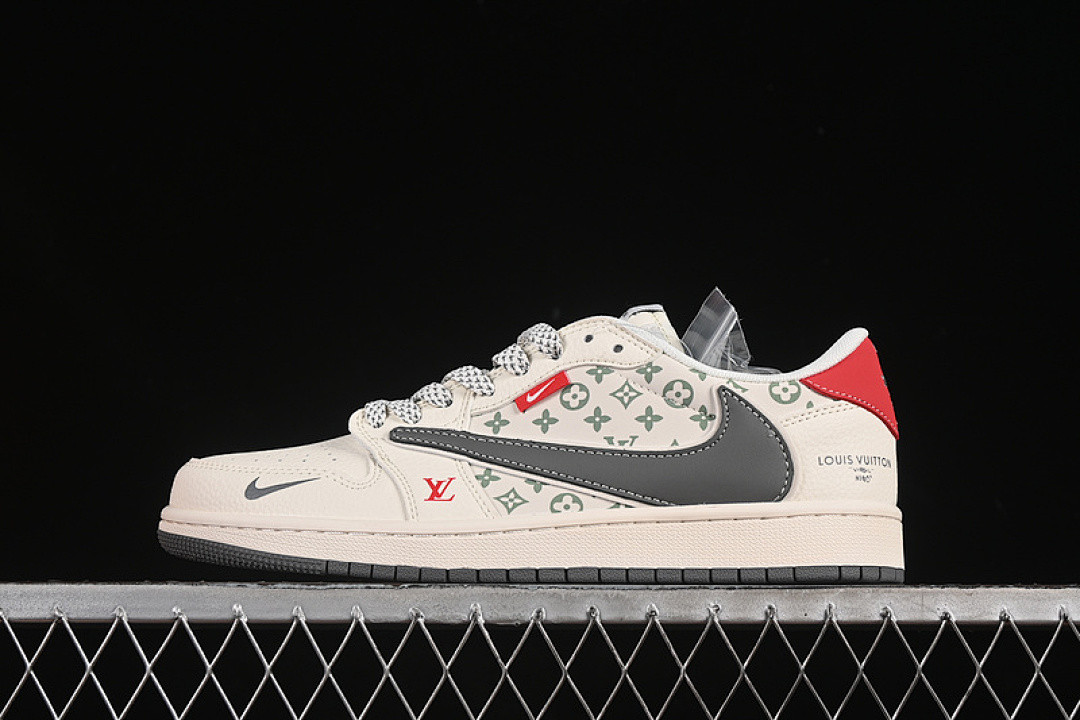 Jordan [YX5066-336]-[TRAVIS SCOTT X FRAGMENT DESIGN AIR JORDAN 1 LOW OG SP WHITE/GREY/RED]-[36-45], photo 1