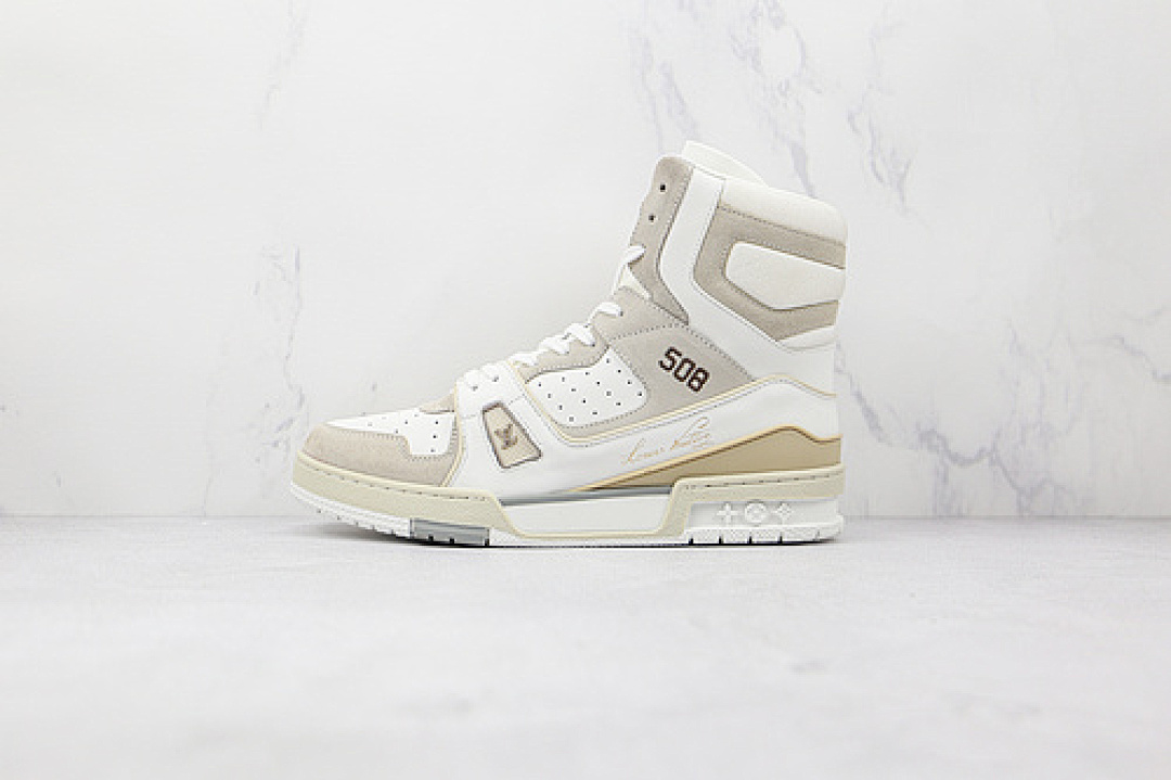 Louis Vuitton [L*V 2021 HIGH TRAINER WHITE/WHITE/LIGHT GREY]-[MAN:39-45] - Image 2