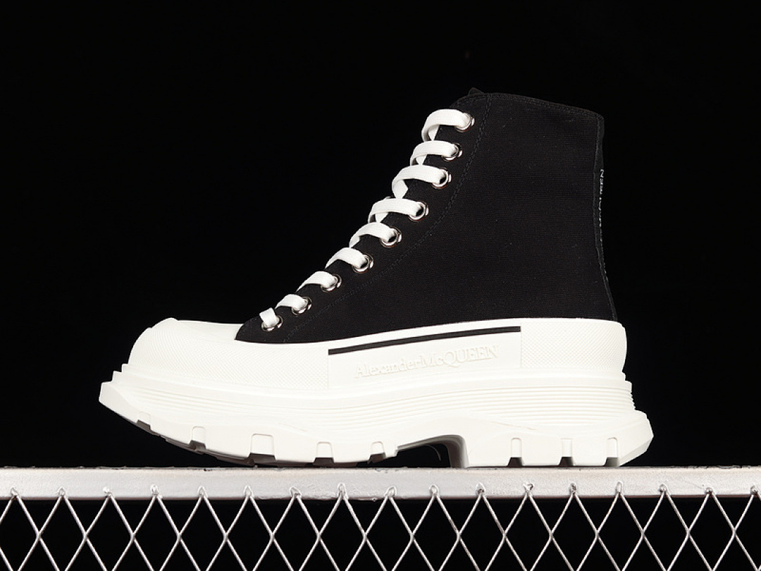 Alexander McQueen Alexander McQueen [ HIGH TOP CANVAS SHOES BLACK/WHITE/BLACK]-[WOMAN:35-39]-[MAN:40-44], photo 1