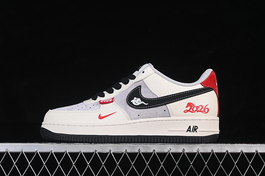 Nike [XD0028-015]-[AIR FORCE 1 07 LOW WHITE/GREY/BLACK/RED]-[WOMAN:36-39]-[MAN:40-45] - Image 2