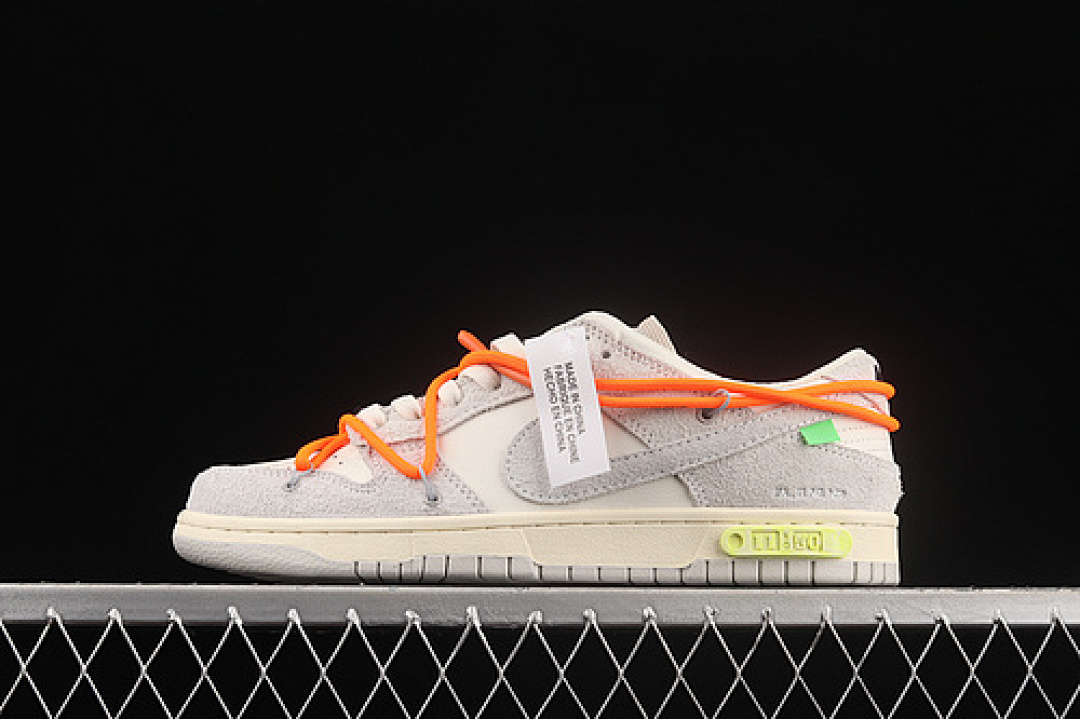 Nike OW X SB DUNK LOW LOT 11 OF 50 SAIL/NEUTRAL GREY/ORANGE · DJ0950-108, photo 1