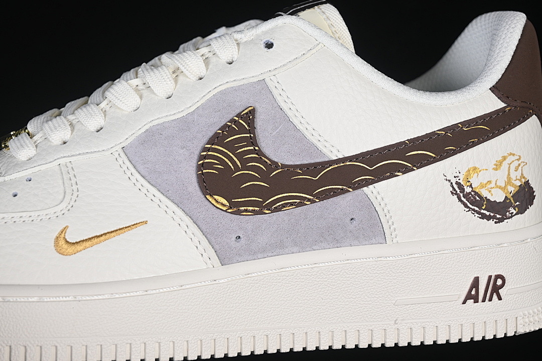 Nike [FQ7637-001]-[AIR FORCE 1 07 LOW WHITE/GREY/BLACK/GOLD]-[WOMAN:36-39]-[MAN:40-45] - Image 8