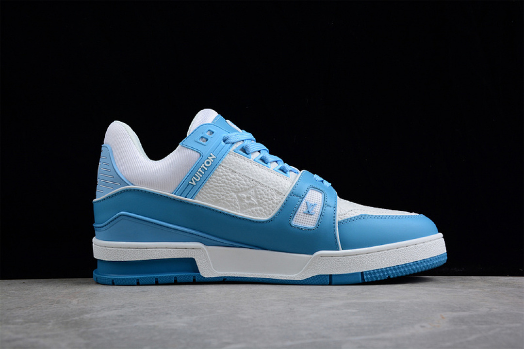 Louis Vuitton [L*V LOW TRAINER SNEAKERS WHITE/WHITE/BLUE]-[WOMAN:35-39]-[MAN:40-45] - Image 12