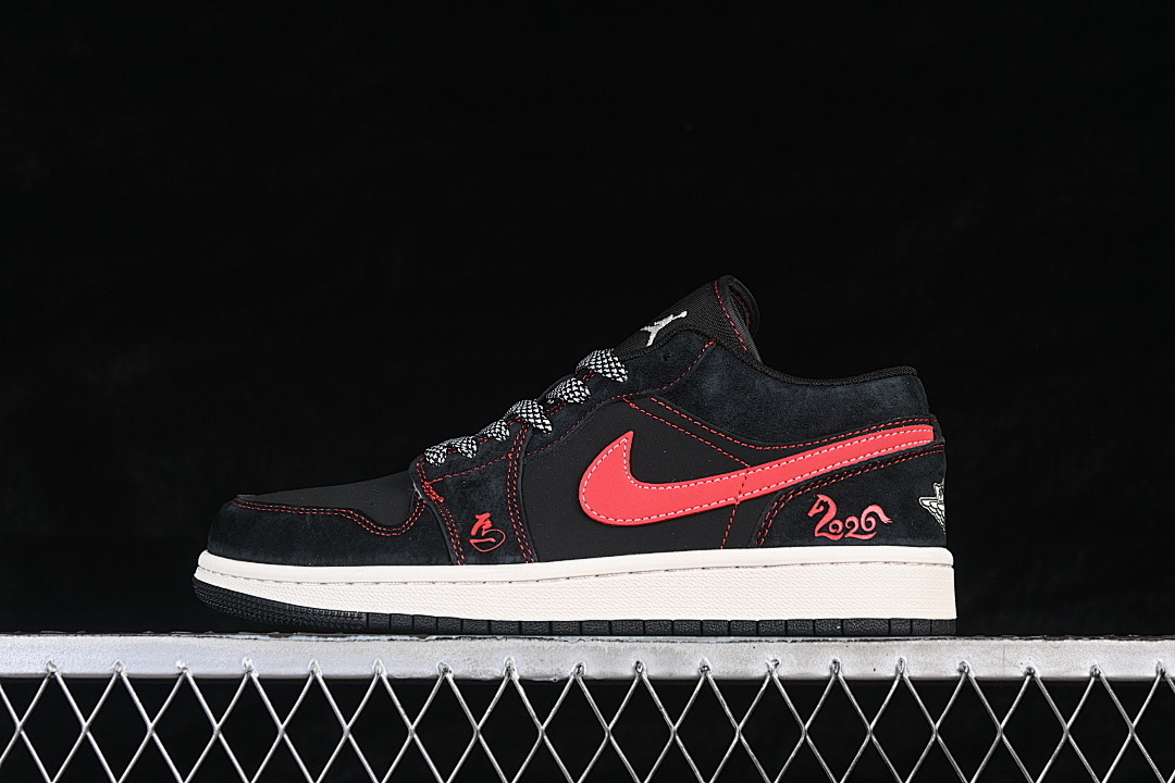 Jordan Jordan [DX6259-601]-[AIR 1 LOW RETRO BASKETBALL SHOES BLACK/RED]-[WOMAN:36-39]-[MAN:40-45], photo 1