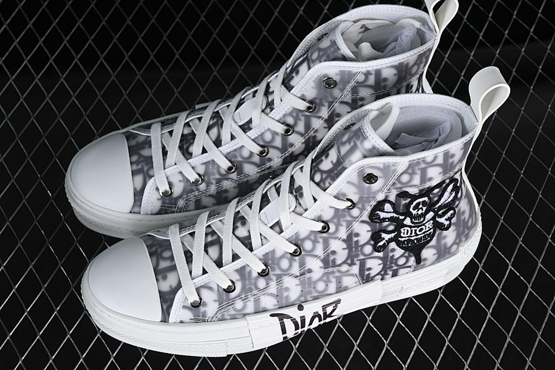 Dior [B23 OBLIQUE TOP SNEAKERS MID CASUAL SHOES LIGHT GRAY/WHITE]-[WOMAN:39]-[MAN:40-46] - Image 11