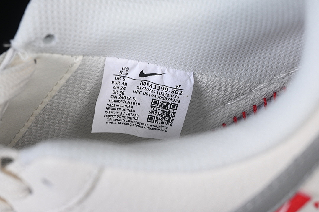 Nike [MM3399-802]-[AIR FORCE 1 07 LOW WHITE/GREY/RED]-[WOMAN:36-39]-[MAN:40-45] - Image 6
