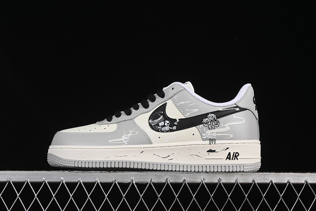 Nike [DO7471-991]-[AIR FORCE 1 07 LOW QUIT SMOKING WHITE/GREY/BLACK]-[WOMAN:36-39]-[MAN:40-45] - Image 2