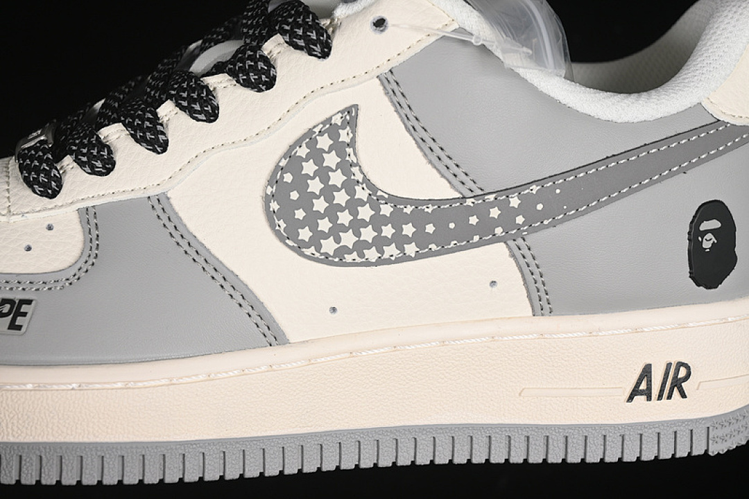 Nike [XS1958-571]-[AIR FORCE 1 07 LOW BAPE GREY/BLACK/WHITE]-[WOMAN:36-39]-[MAN:40-45] - Image 8