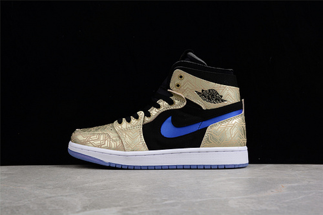 Jordan [DQ0659-700]-[AIR JORDAN 1 ZOOM COMFORT GOLD LASER BLACK/GOLD/BLUE-WHITE]-[UNSIEX:36-46], photo 1