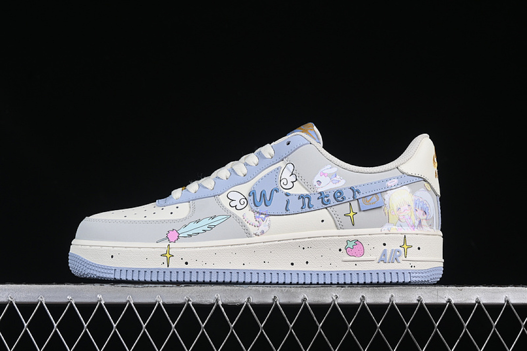 Nike [DB3301-711]-[AIR FORCE 1 07 LOW CHERUB WHITE/GREY/BLUE/GOLD]-[WOMAN:36-39]-[MAN:40-45] - Image 2