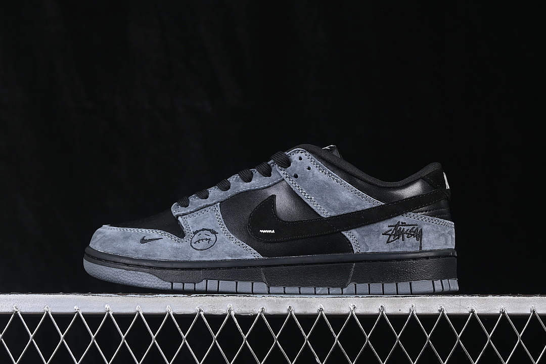 Nike DUNK LOW CUSTOMIZATION CASUAL SNEAKERS DARK GRAY/BLACK · DS6608-027, photo 1