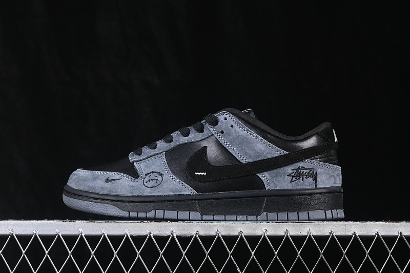 Nike DUNK LOW CUSTOMIZATION CASUAL SNEAKERS DARK GRAY/BLACK · DS6608-027, photo 1
