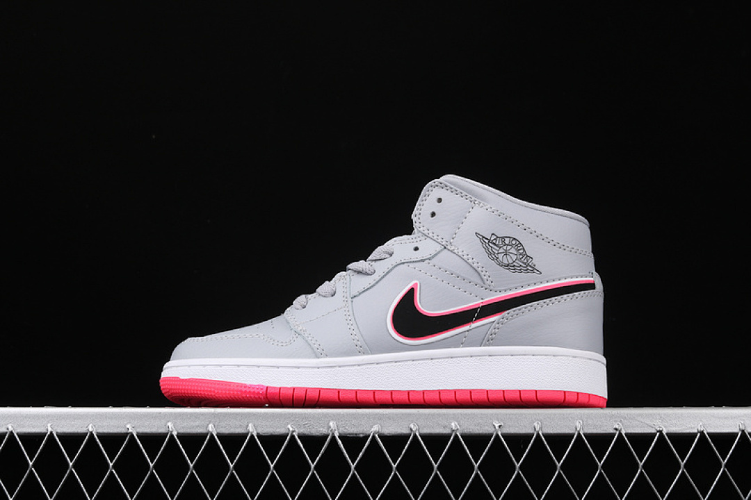Jordan AIR Jordan 1 MID WOLF GREY/RACER PINK-WHITE-BLACK · 555112-060, photo 1