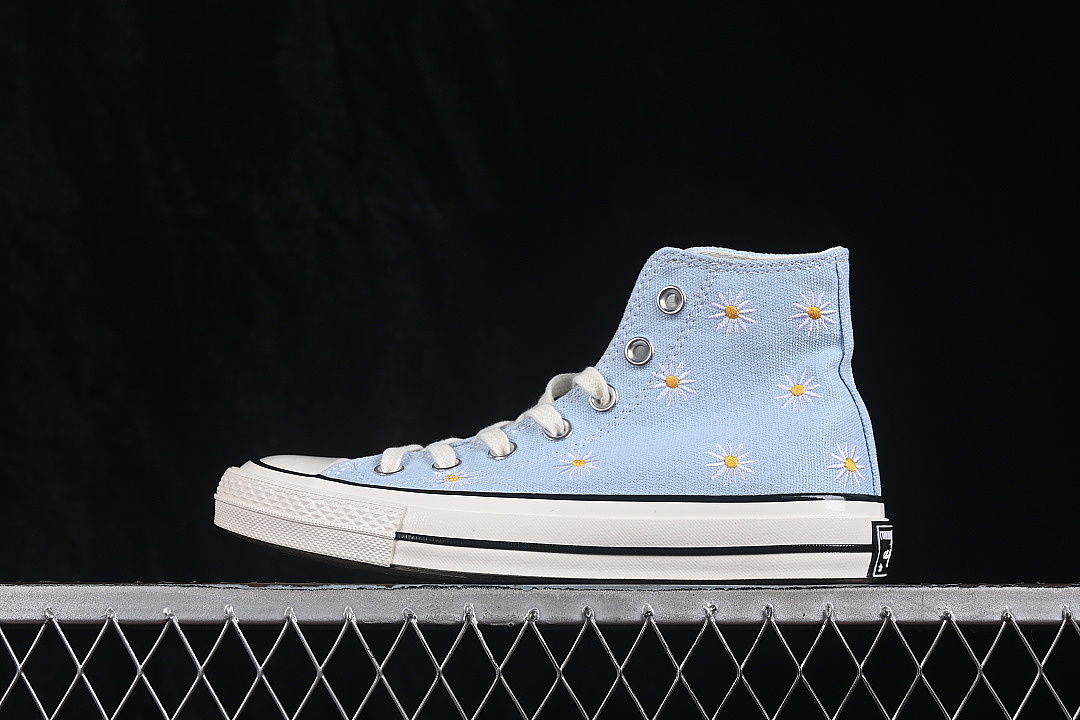 Unbranded [A16763C]-[SMALL DAISY HIGH TOP VULCANIZED SHOES LIGHT BLUE/WHITE]-[WOMAN:35-39.5]-[MAN:40-44], photo 1