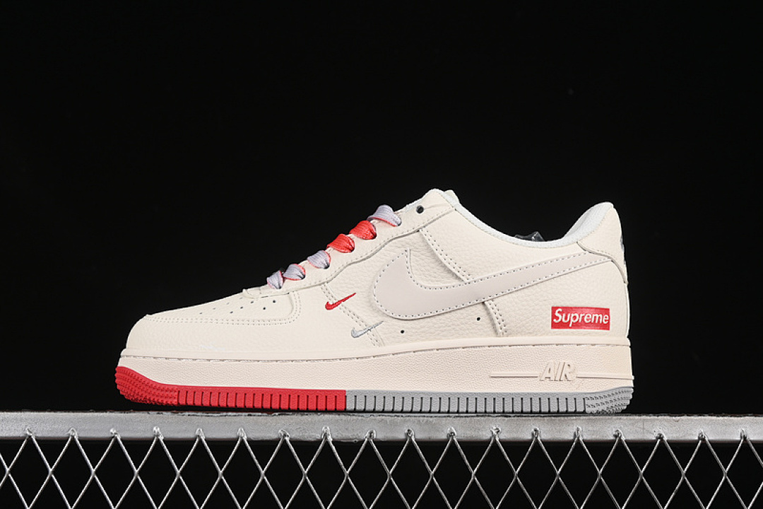 Nike [XX3168-157]-[AIR FORCE 1 07 LOW SUPREME WHITE/GREY/RED]-[WOMAN:36-39]-[MAN:40-45] - Image 2