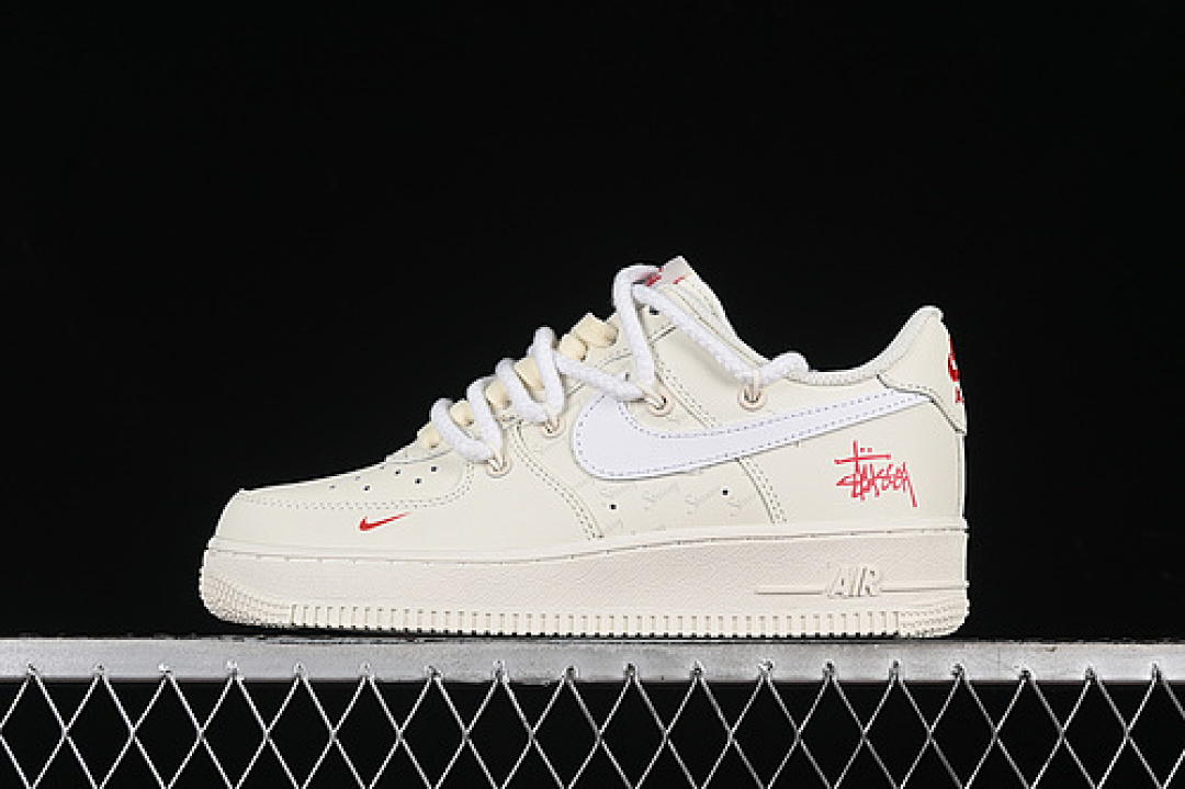 Nike [ZH0316-047]-[STUSSY AIR FORCE 1 07 LOW BEIGE/RED]-[WOMAN:36-39]-[MAN:40-45], photo 1