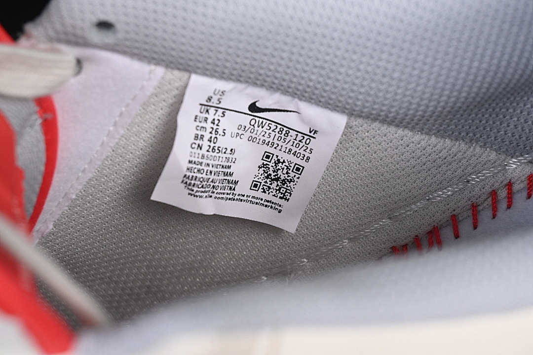 Nike [QW5288-120]-[AIR FORCE 1 07 LOW CASUAL SNEAKERS WHITE/GREY/RED]-[WOMAN:36-39]-[MAN:40-45] - Image 6