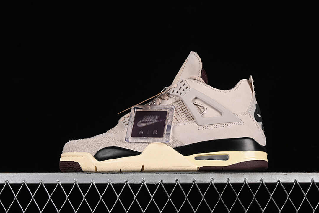 Jordan A MA MANIERE X AIR Jordan 4 RETRO FOSSIL STONE/METALLIC PEWTER/BURGUNDY CRUSH · FZ4810-200, photo 1