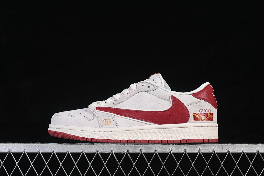 Jordan AIR Jordan 1 LOW LOW-TOP RETRO SHOES GREY/WINE RED · XZ6668-056, photo 1