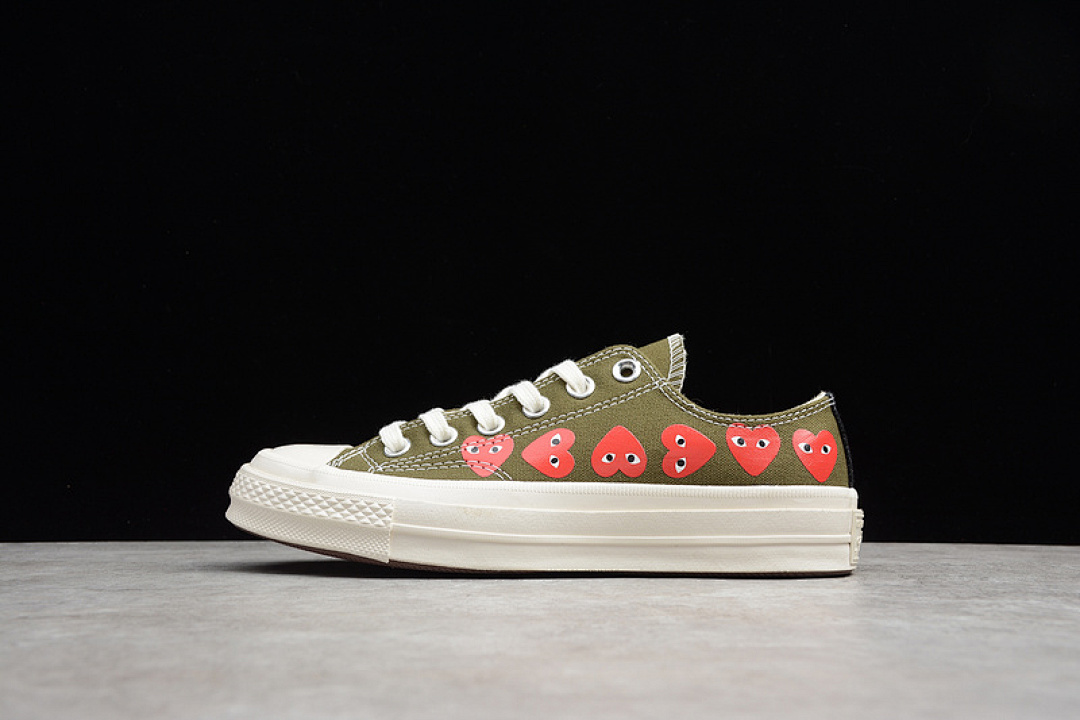 Comme des Garcons Comme des Garcons CHUCK TAYLOR ALL-STAR 70S X CDG LOW MULTI HEARTS GREEN/RED-EGRET · 162976C, photo 1