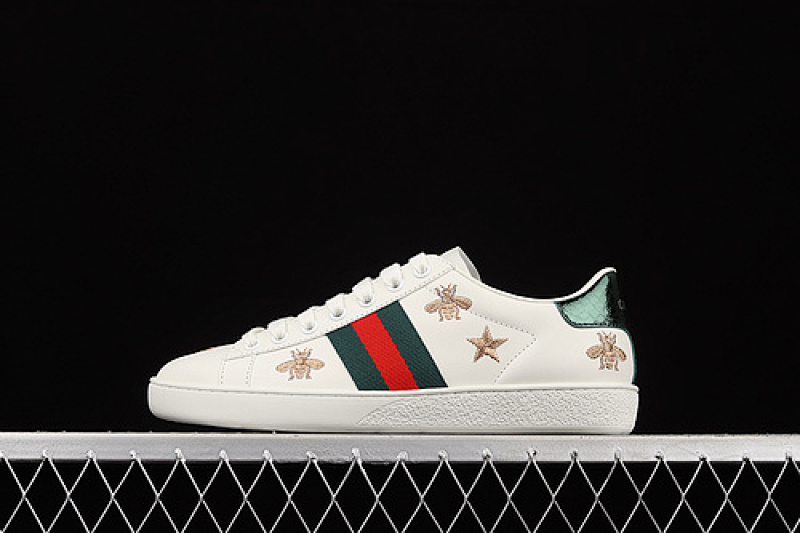 Gucci Gucci ACE EMBROIDERED LOW-TOP SNEAKERS WHITE/NAVY BLUE/RED-GOLD · A38F09073, photo 1