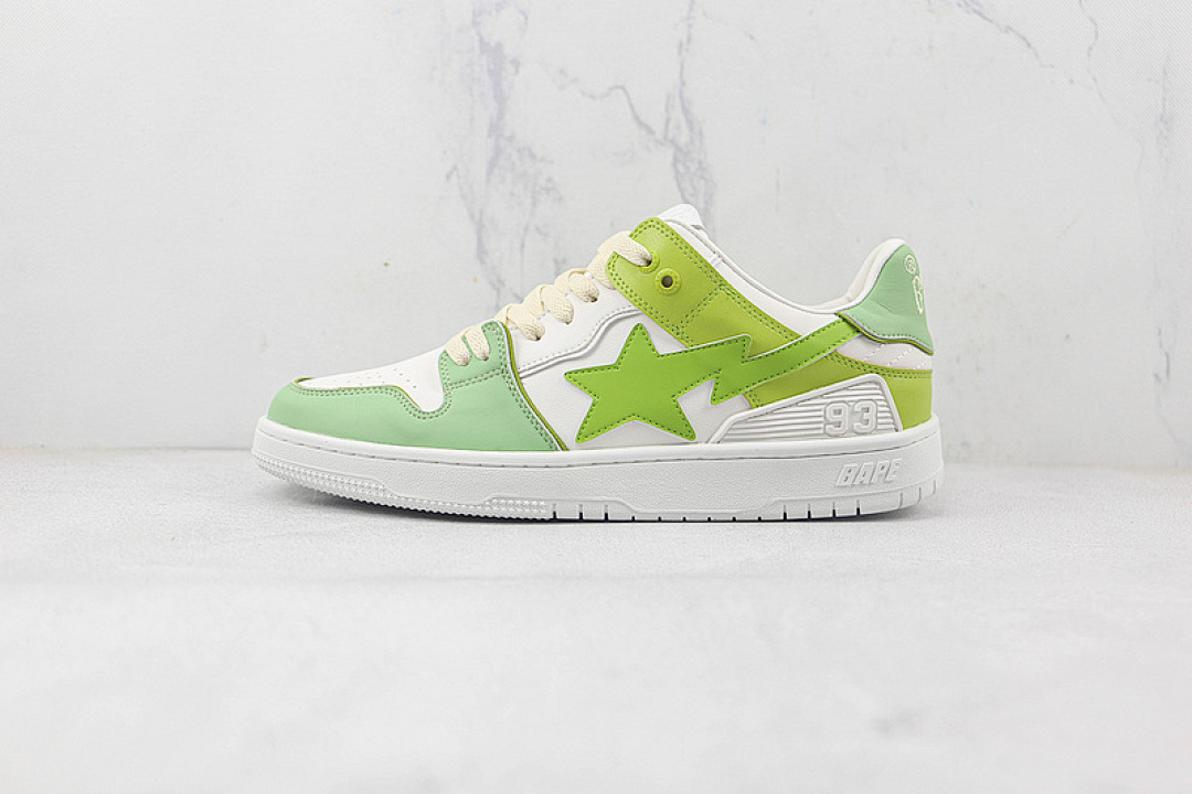 Bape Bape [ STA TO LOW NIGO SNEAKERS WHITE/GREEN/GRASS GREEN]-[WOMAN:36-39]-[MAN:40-45], photo 1