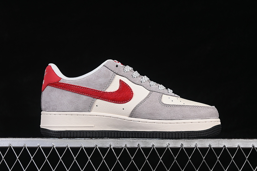 Nike [HT5088-632]-[AIR FORCE 1 07 LOW CASUAL SNEAKERS WHITE/GREY/RED]-[WOMAN:36-39]-[MAN:40-45] - Image 16