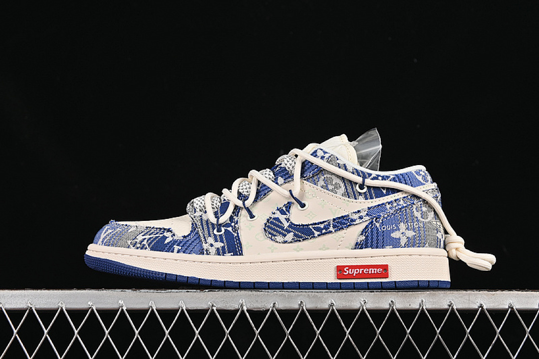 Jordan [YX5066-373]-[AIR JORDAN 1 LOW WHITE/GREY/BLUE]-[WOMAN:36-39]-[MAN:40-45], photo 1
