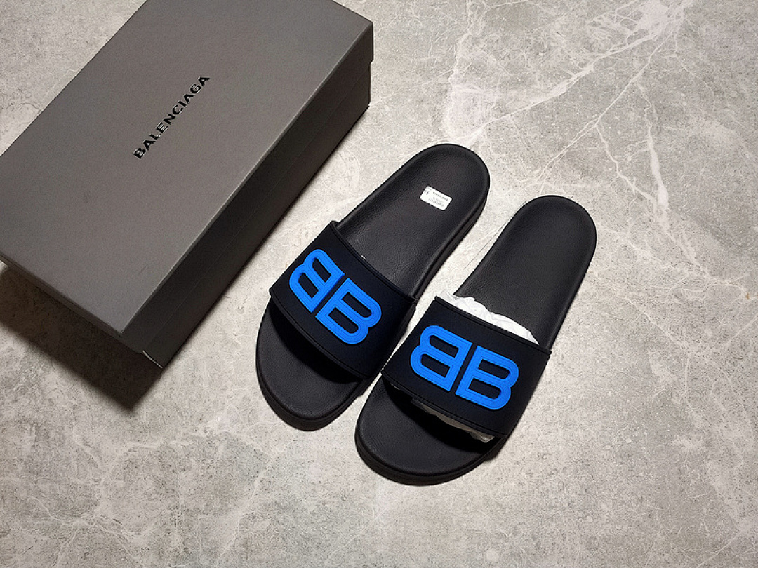 Balenciaga [BA*LEN*CIAGA LOGO POOL SIDES BLACK/BLACK/BLUE]-[WOMAN:35-39]-[MAN:40-45] - Image 8