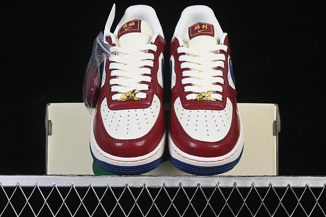 Nike [FV4921-600]-[AIR FORCE 1 07 LOW CASUAL SNEAKERS WHITE/WINE RED/BLUE]-[WOMAN:36-39]-[MAN:40-45] - Image 13
