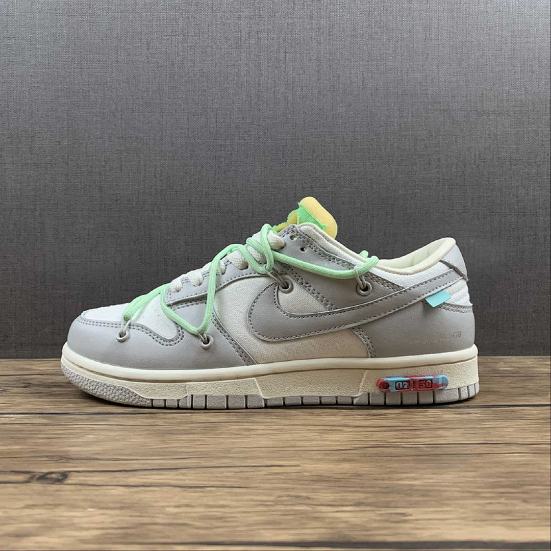 Off-White Nike OW X SB DUNK LOW LOT 07 OF 50 SAIL/NEUTRAL GREY/VAPOR GREEN · DM1602-108, photo 1