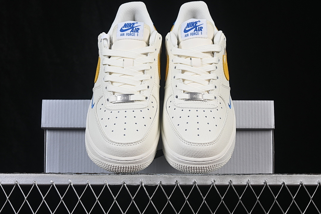 Nike [FZ1151-100]-[AIR FORCE 1 07 LOW CASUAL SNEAKERS WHITE/YELLOW/BLUE]-[WOMAN:36-39]-[MAN:40-45] - Image 13