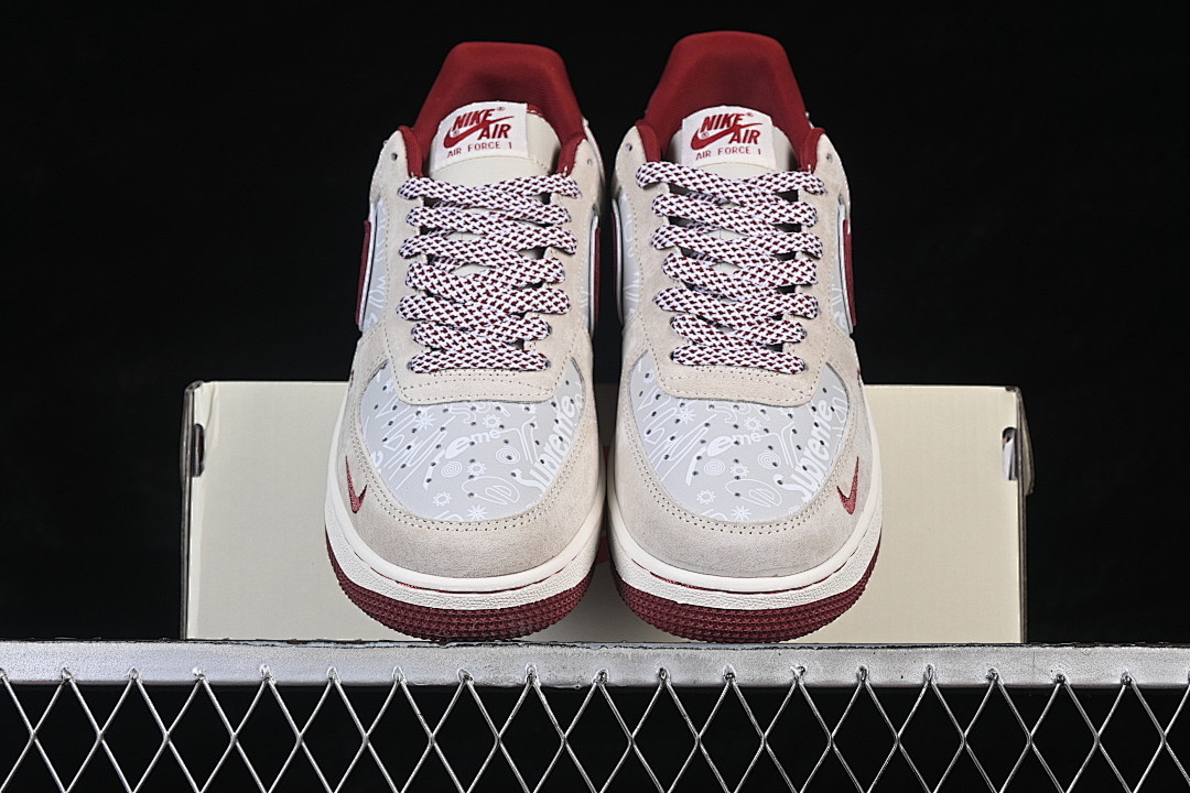 Nike [SS1979-012]-[AIR FORCE 1 07 LOW BEIGE/GREY/RED/WHITE]-[WOMAN:36-39]-[MAN:40-45] - Image 13