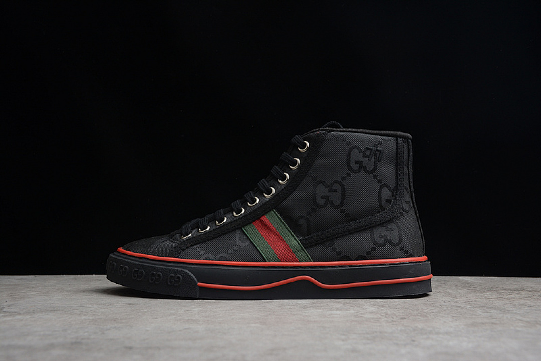 [GU*CCI X OFF THE GRID HIGH SNEAKERS BLACK/GREEN/RED]-[WOMAN:36-39], photo 1