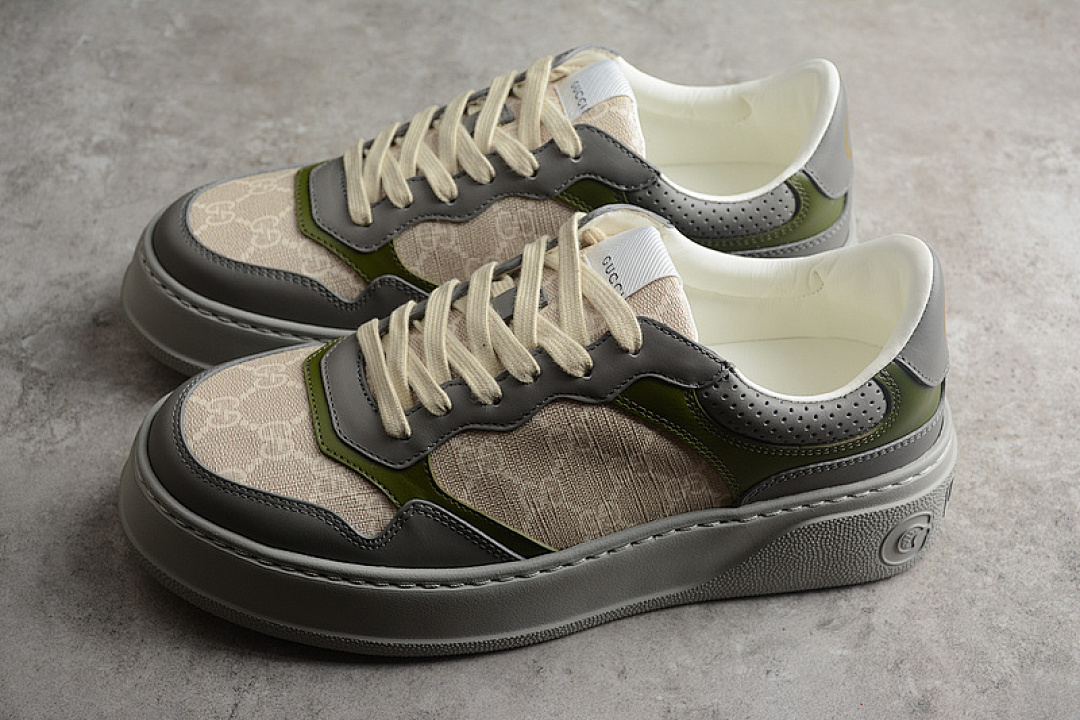 Chanel [GU*CCI GG SUPREME CANVAS SNEAKERS DARK GREY/BEIGE/GREEN]-[WOMAN:35-39]-[MAN:40-44] - Image 8