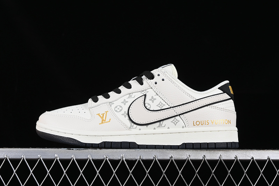 Louis Vuitton Nike DUNK LOW LV RETRO BEIGE/WHITE/BLACK/GREY/GOLD · FC1688-126, photo 1