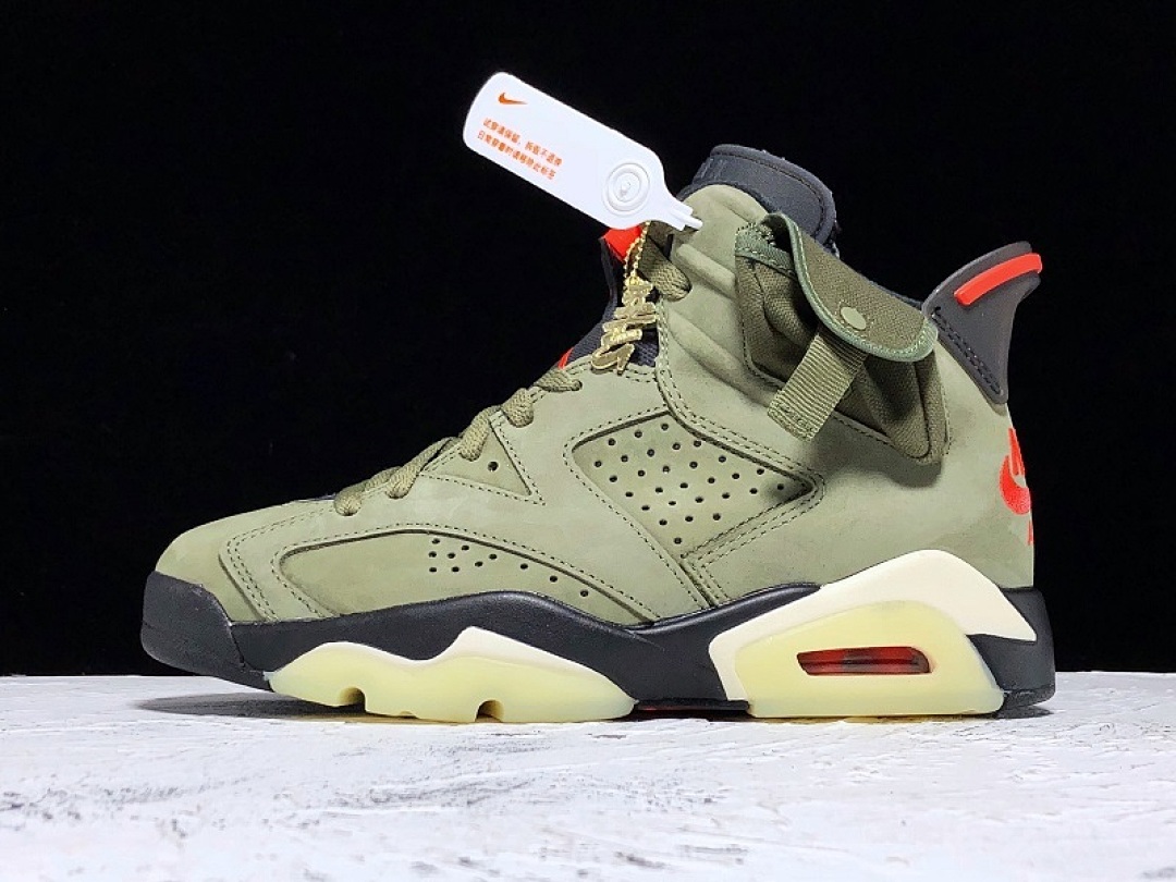Jordan H12 TRAVIS SCOTT X AIR Jordan 6 MEDIUM OLIVE/BLACK/RED · CN1084-200, photo 1