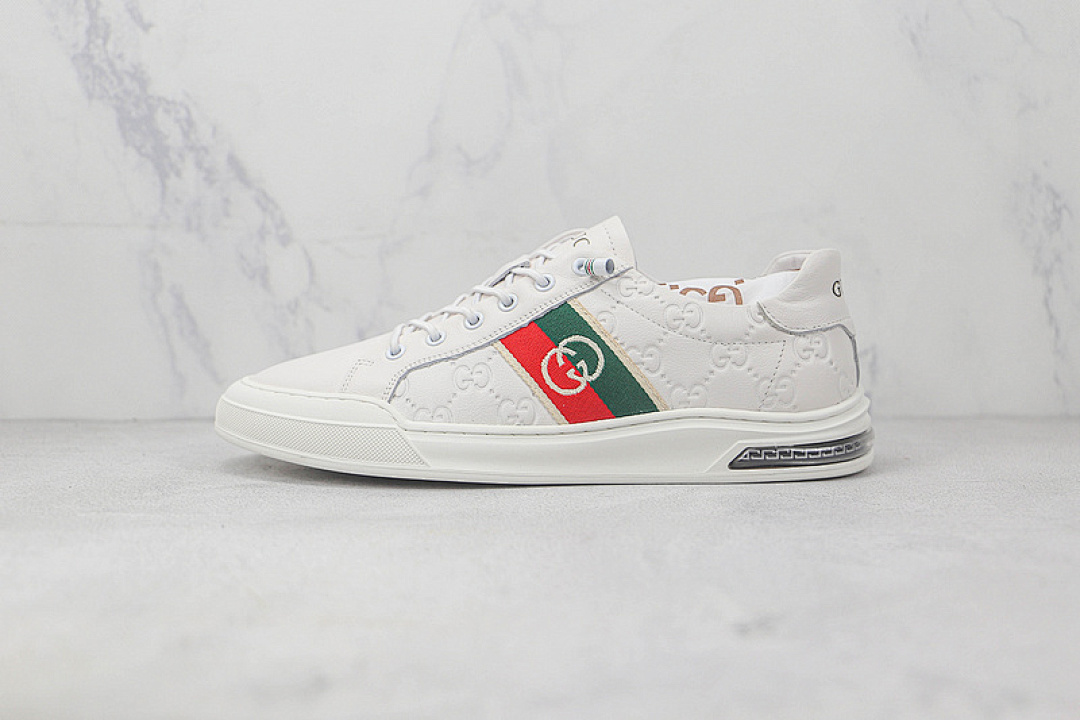 [GU*CCI 22SS CASUAL SHOES WHITE/GREEN/GOLD]-[MAN:38-44], photo 1