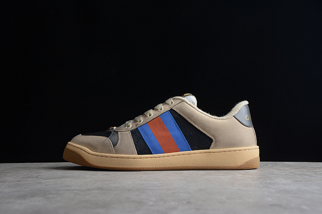Gucci Gucci [ DISTRESSED SCREENER SNEAKERS KHAKI/BLACK/BLUE-RED]-[UNISEX:35-44], photo 1