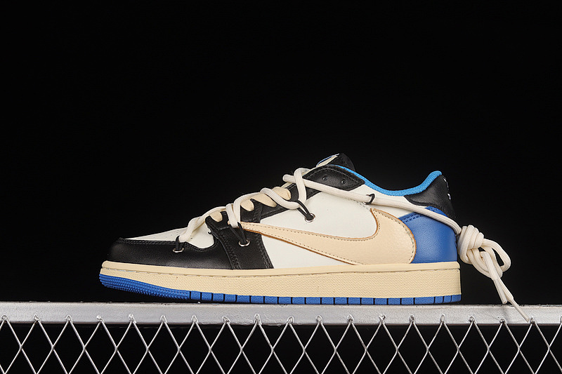 Jordan FRAGMENT DESIGN X TRAVIS SCOTT AIR Jordan 1 RETRO LOW BLUE/BLACK/WHITE · DM7866-140, photo 1
