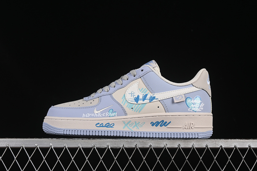 Nike [DB3301-991]-[AIR FORCE 1 07 LOW BLUE STAR LOVE GREY/BLUE]-[WOMAN:36-39]-[MAN:40-45] - Image 3